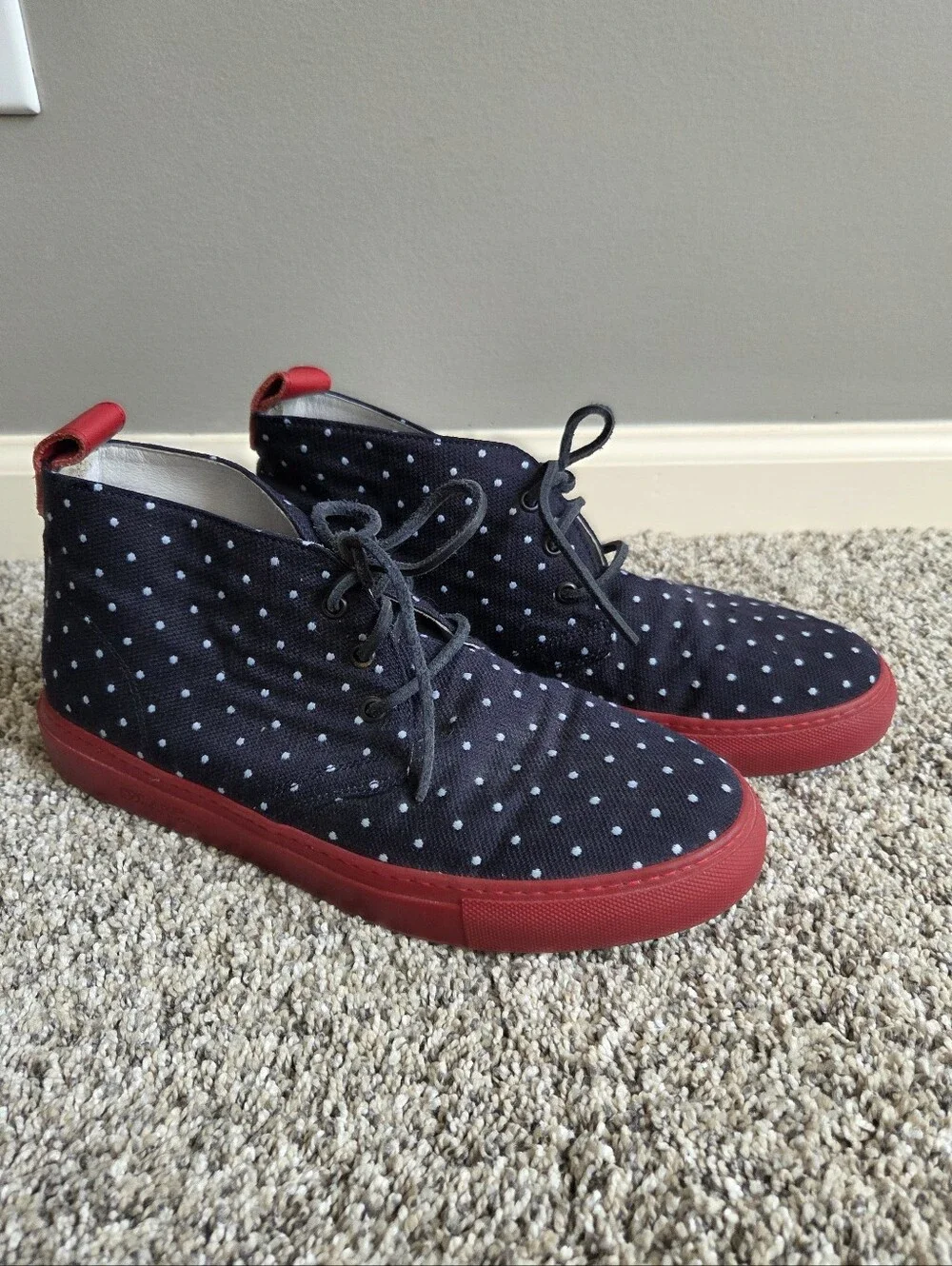 Del Toro Men's Alto Sunbrella‎ Leather Dot High Top Italy Chukka Sneakers Size 9